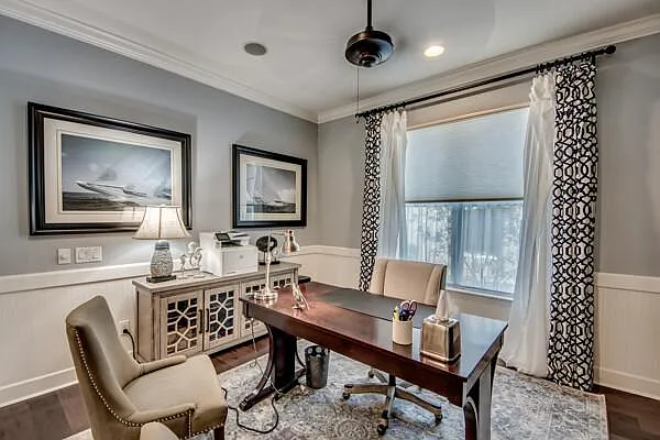 Desk with two chairs in the home office — ideal work-from-home setup