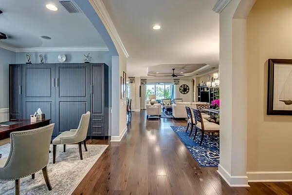 Office showing the king Murphy bed cabinet — folds down for an additional sleeping space